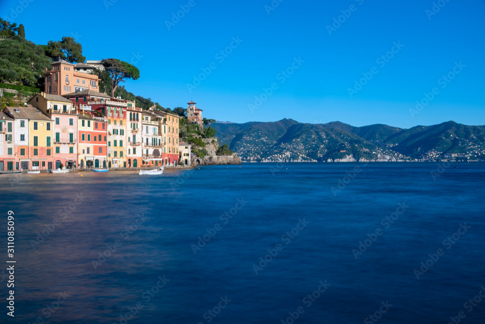 Scenic view of the coastline at Portofino, Italy
