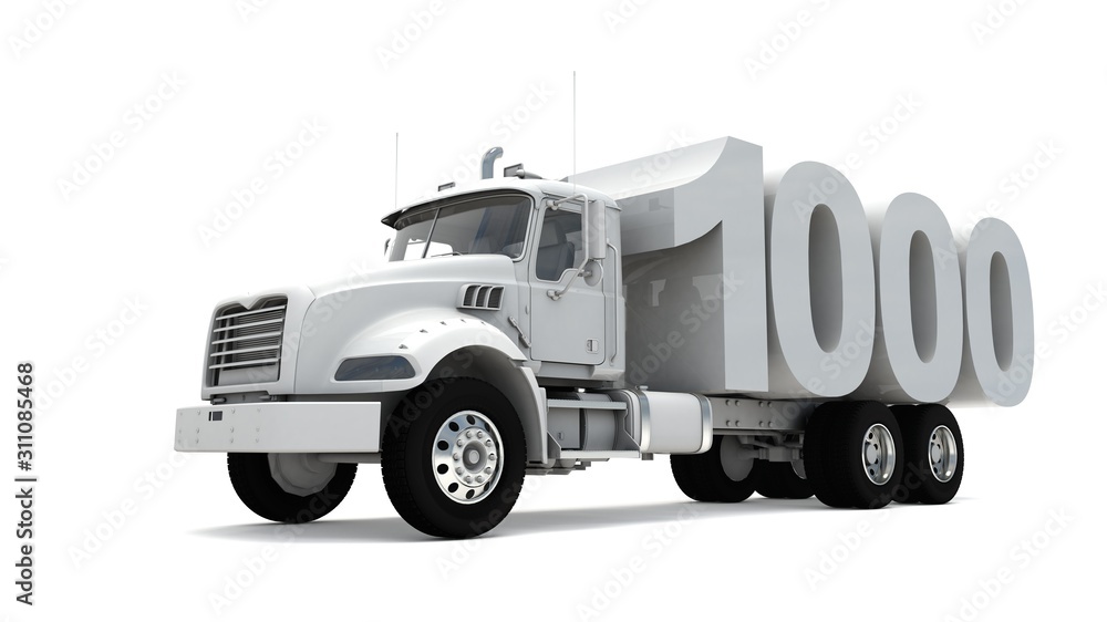 3D illustration of truck with number 1000