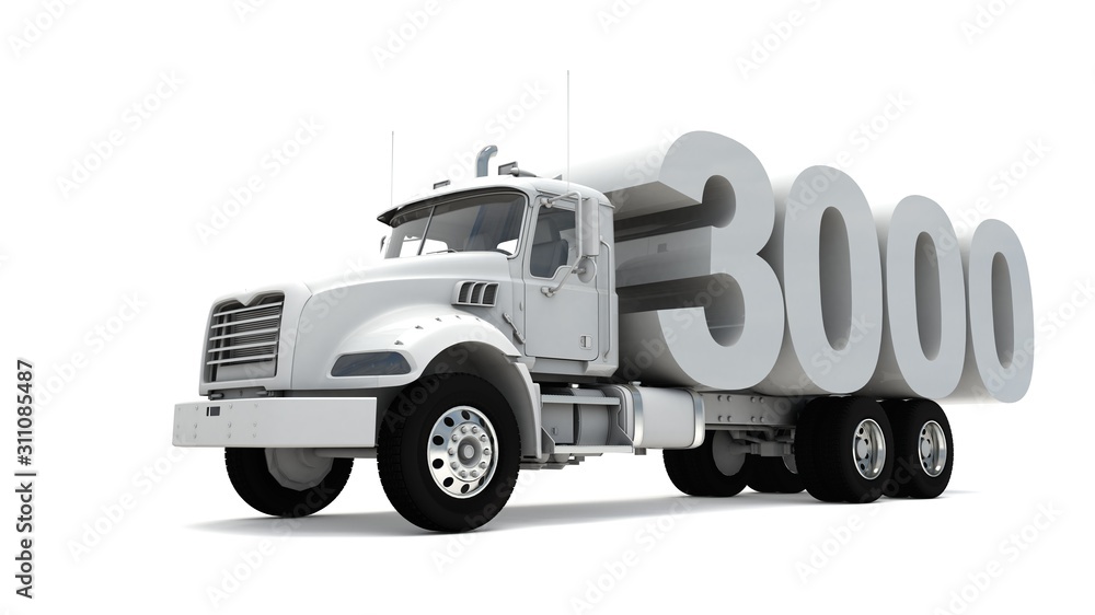 3D illustration of truck with number 3000