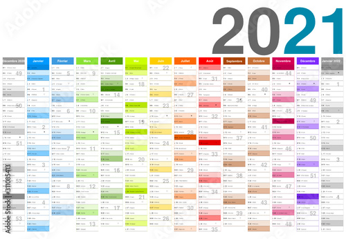 Format 650x450 mm - Calendrier 2021 pour entreprise avec logo sur 12 mois multicaque - modifiable - texte arial