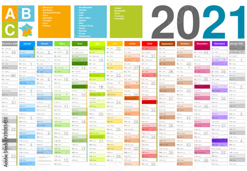 Format 650x450 mm - Calendrier 2021 pour entreprise avec logo sur 12 mois multicaque - modifiable - texte arial avec vacances