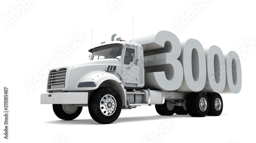 3D illustration of truck with number 3000