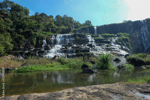 The most beautiful waterfall in the jungle of Vietnam near the city of Dalat.