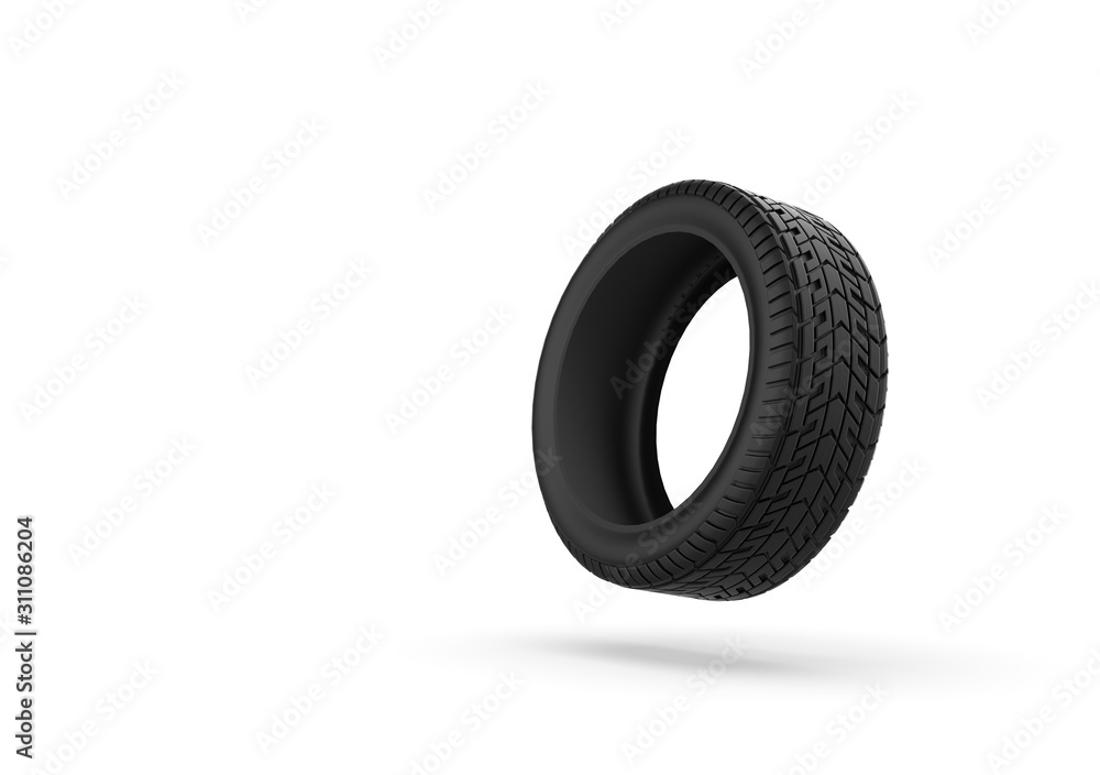 Car Wheel Isolated on White, 3D Rendering Car Wheel Isolated on White, 3D Rendering