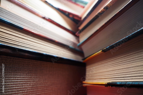 Mountain of books background  macro. Education