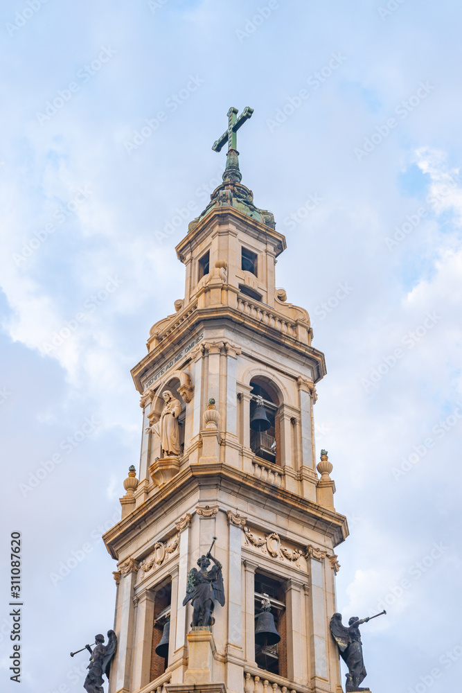 Bell tower of Shrine in Pompei city near Naples