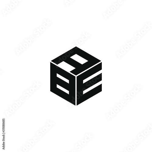 ABE triple cubic alphabet letter vector geometric font icon & Logo for your design.