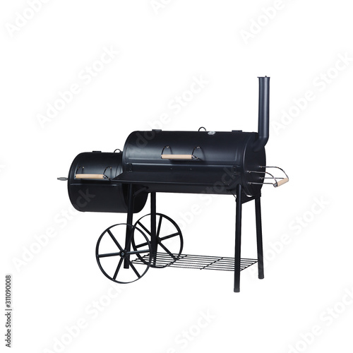 Grill on charcoal for steak green glade on white background