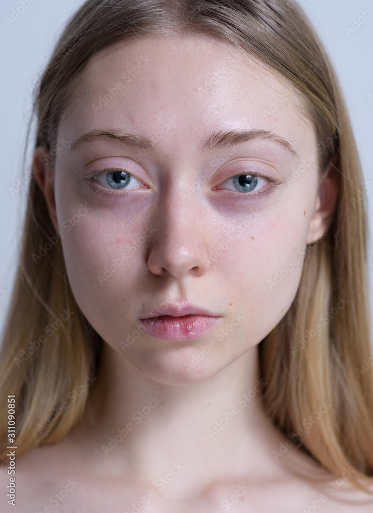 Beauty portrait, blue-eyed blonde with make-up. Beauty portrait, blue-eyed blonde with make-up.