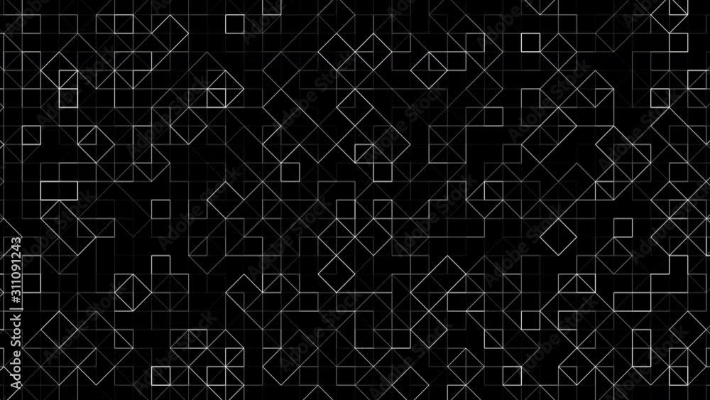 Abstract tech lines mosaic pattern, stripes on grid. HUD, FUI. Seamless loop background Abstract tech lines mosaic pattern, stripes on grid. HUD, FUI. Seamless loop background