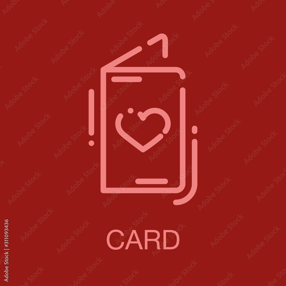 valentines line icon card on red background valentines line icon card on red background