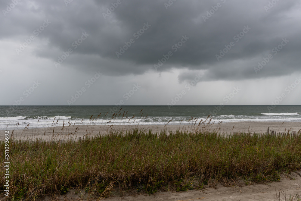 Scenic Myrtle Beach vista on a heavily overcast rainy day, South Carolina