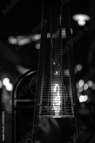 Urban light on the street in black and white