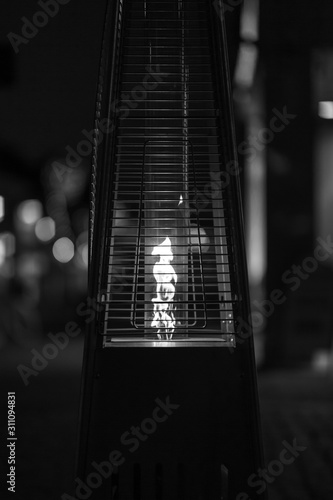 Urban light on the street in black and white
