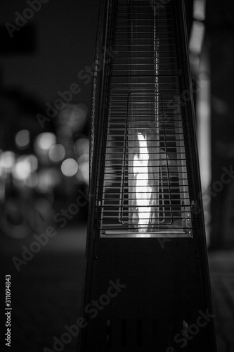 Urban light on the street in black and white