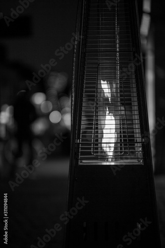 Urban light on the street in black and white