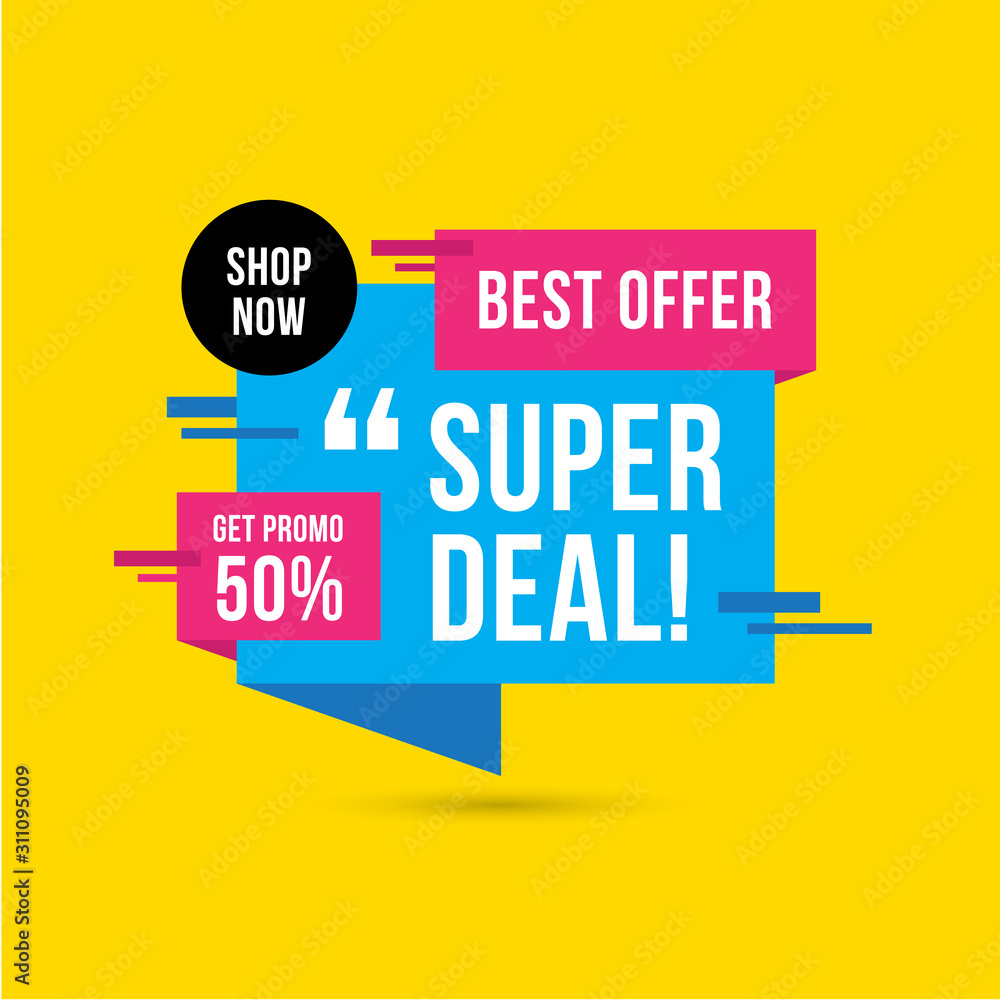 Super deal Sale banner template design, Big sale special offer. end of season special offer banner. abstract promotion graphic element. vector illustration.