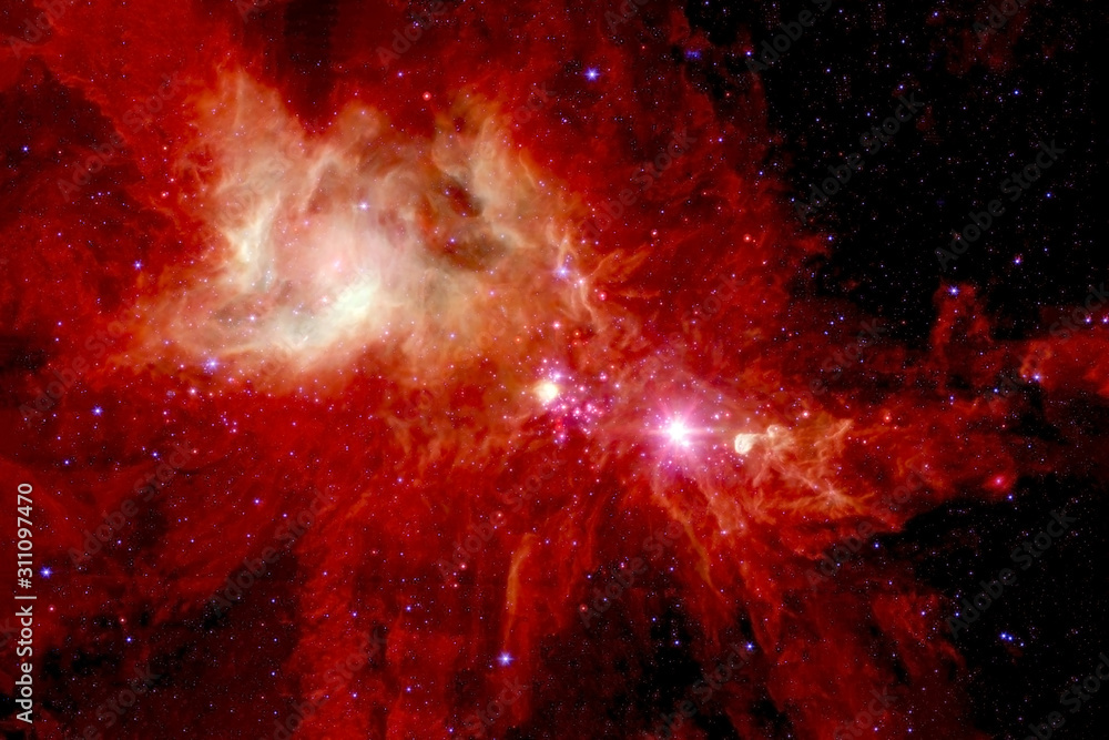 Obraz premium Red nebula in deep space. Background texture. Elements of this image were furnished by NASA.
