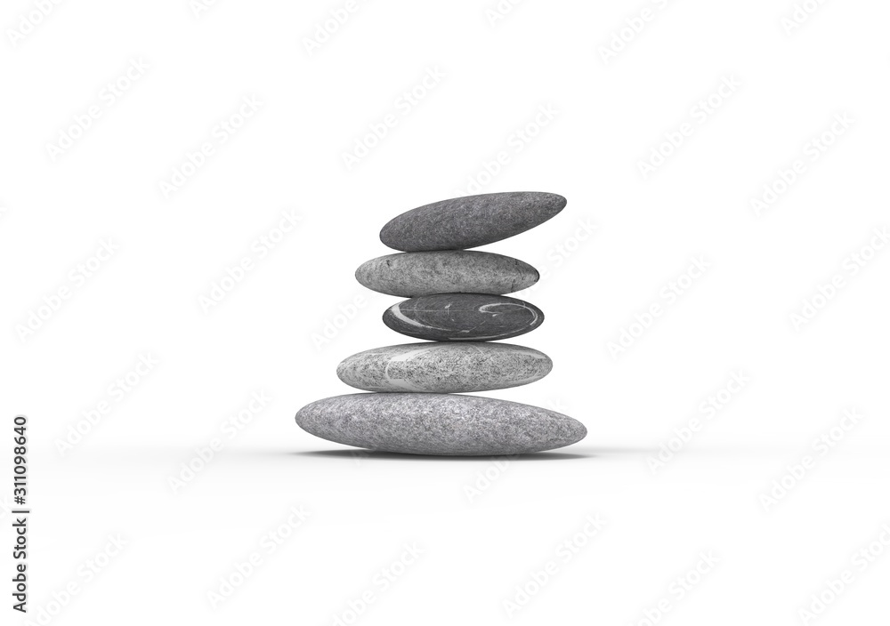 Yoga Stone on Isolated White Background, 3D Rendering Yoga Stone on Isolated White Background, 3D Rendering
