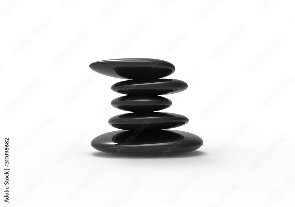 Yoga Stone on Isolated White Background, 3D Rendering Yoga Stone on Isolated White Background, 3D Rendering