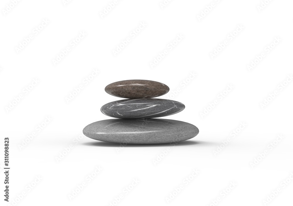 Yoga Stone on Isolated White Background, 3D Rendering Yoga Stone on Isolated White Background, 3D Rendering