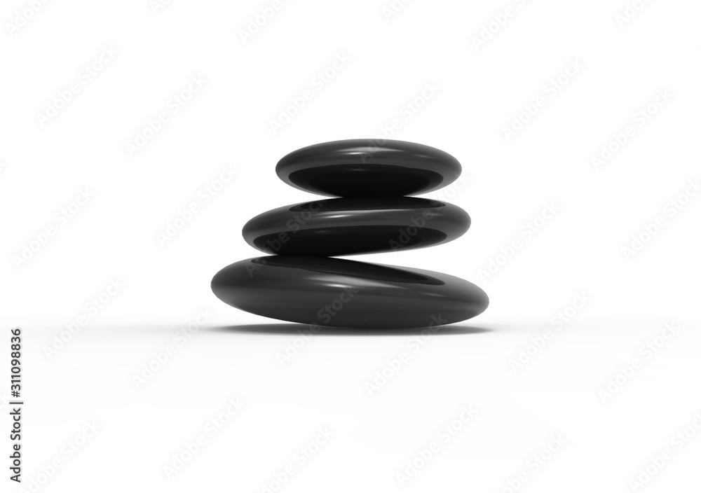 Yoga Stone on Isolated White Background, 3D Rendering Yoga Stone on Isolated White Background, 3D Rendering
