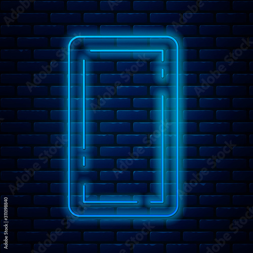 Glowing neon line Playing card back icon isolated on brick wall background. Casino gambling. Vector Illustration