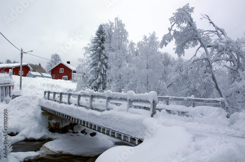 Photography bridge, winter in the park, sweden, sverige, nacka, stockholm
