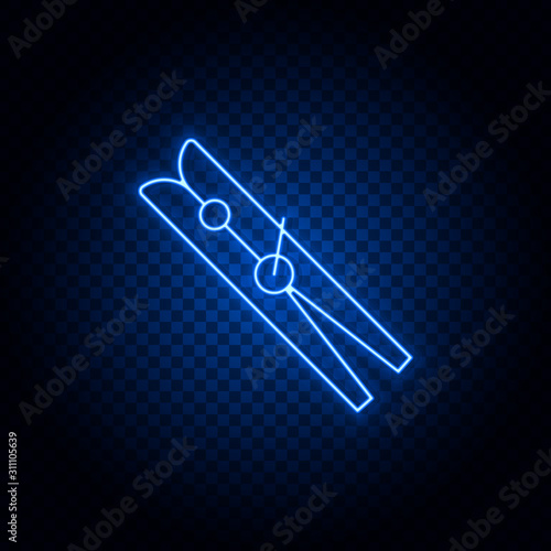clothes peg neon icon. Blue neon vector icon