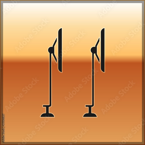 Black Windscreen wiper icon isolated on gold background.  Vector Illustration