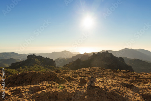 View of Roque Nublo, Gran Canaria in the Canary Islands
