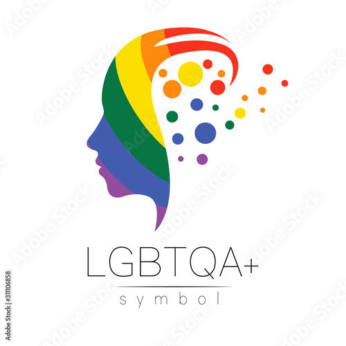 Vector LGBTQA symbol. Pride flag background. Icon for gay, lesbian, bisexual, transsexual, queer and allies person. Can be use for sign activism, psychology or counseling. LGBT isolated on white.