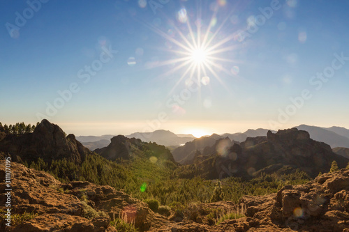 View to to valley and the mountains, Roque Nublo, Spain