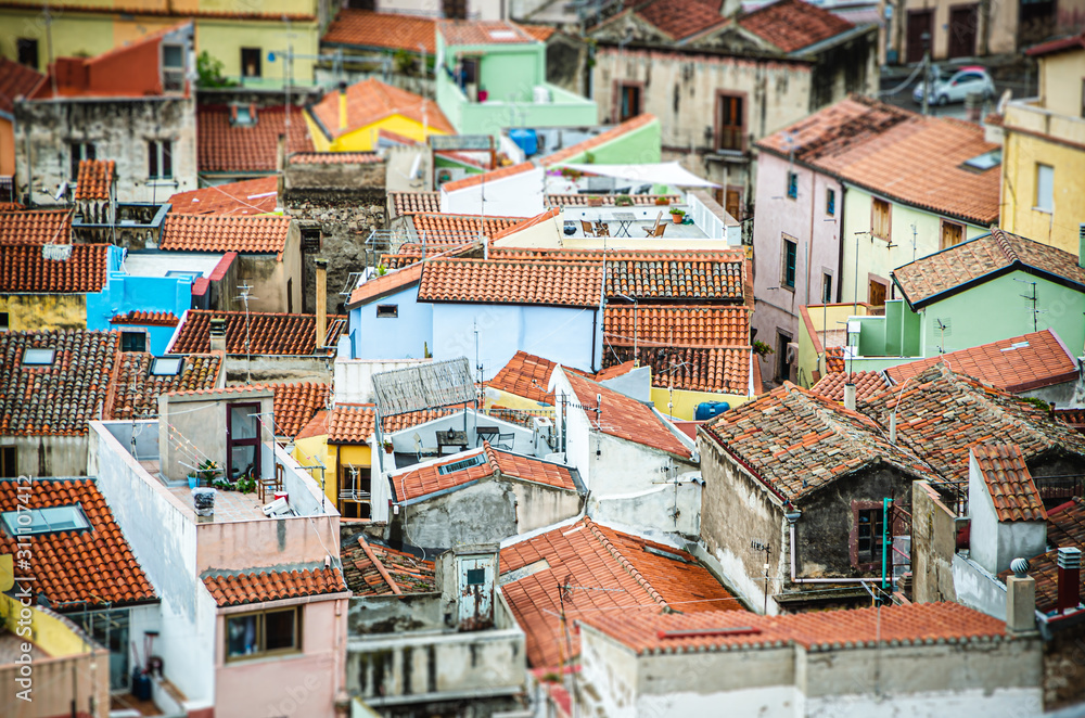 Colorful houses and red roofs of Bosa town in Sardinia Colorful houses and red roofs of Bosa town in Sardinia