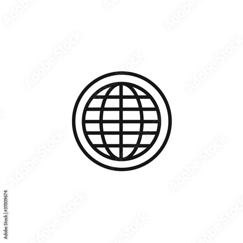 globe with icon on white background