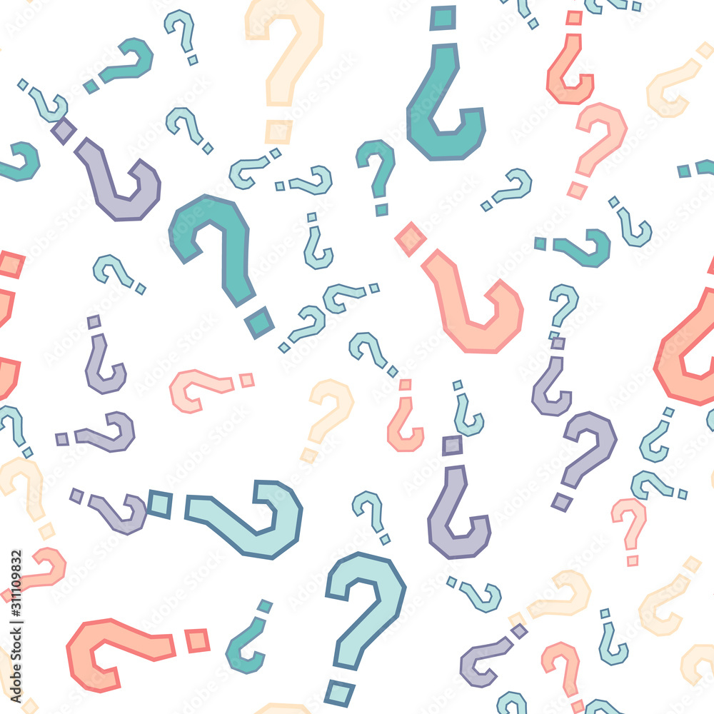 Quiz seamless pattern. Question marks, doubt, faq Quiz seamless pattern. Question marks, doubt, faq