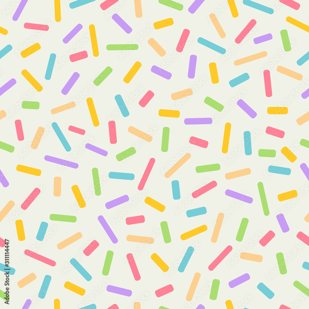 Seamless colourful sprinkles repeat pattern on a light background, birthday celebration theme Seamless colourful sprinkles repeat pattern on a light background, birthday celebration theme