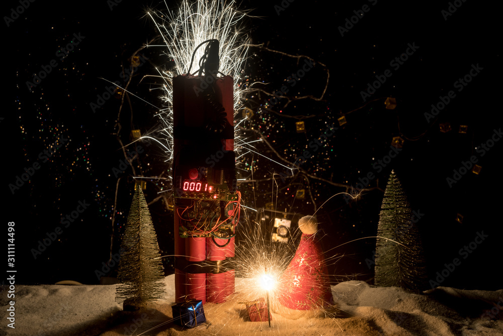 Obraz na plátně Image of a time bomb against dark background