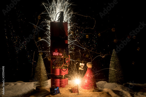 Obraz na plátně Image of a time bomb against dark background