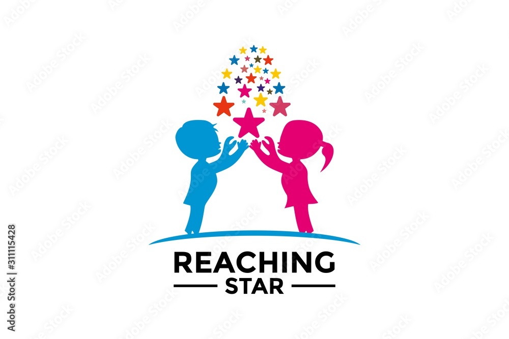 Reaching Star fun logo, Online Learning logo designs vector, Kids Dream logo, Reach Dreams logo vector template Reaching Star fun logo, Online Learning logo designs vector, Kids Dream logo, Reach Dreams logo vector template