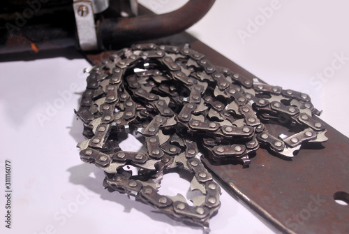 Wallpaper Mural Spare parts chains of motor logging. Torontodigital.ca