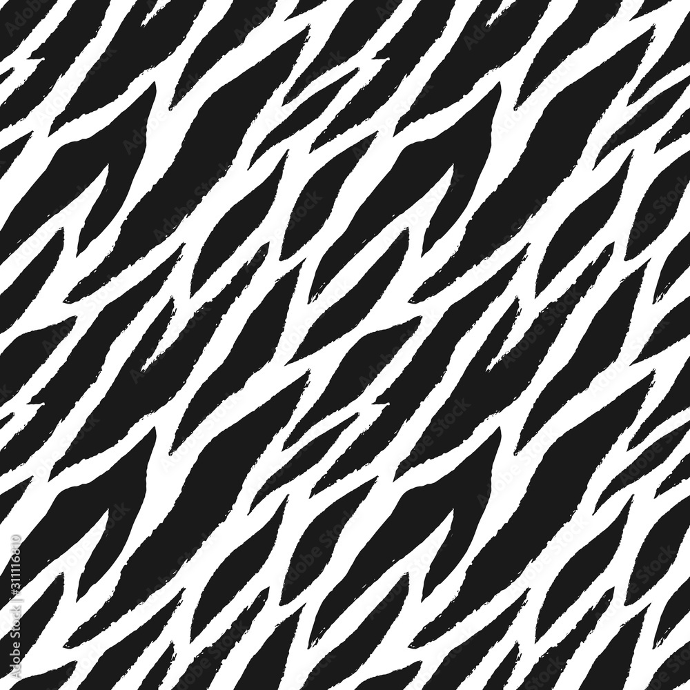 Seamless pattern with hand drawn zebra stripes. Abstract animal print. Seamless pattern with hand drawn zebra stripes. Abstract animal print.