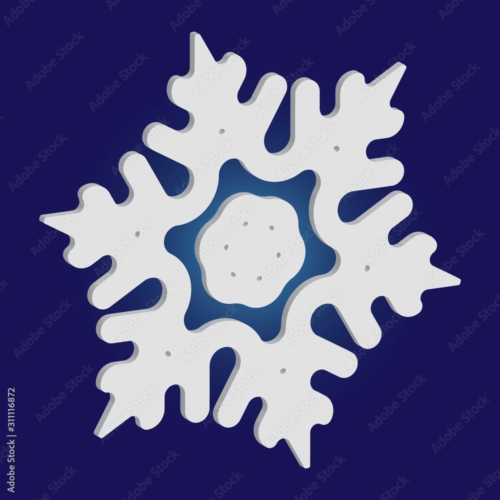 Fototapeta premium Simple christmas snowflake on blue background.