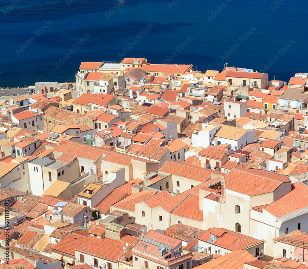 View of tile roofs in Chefalu