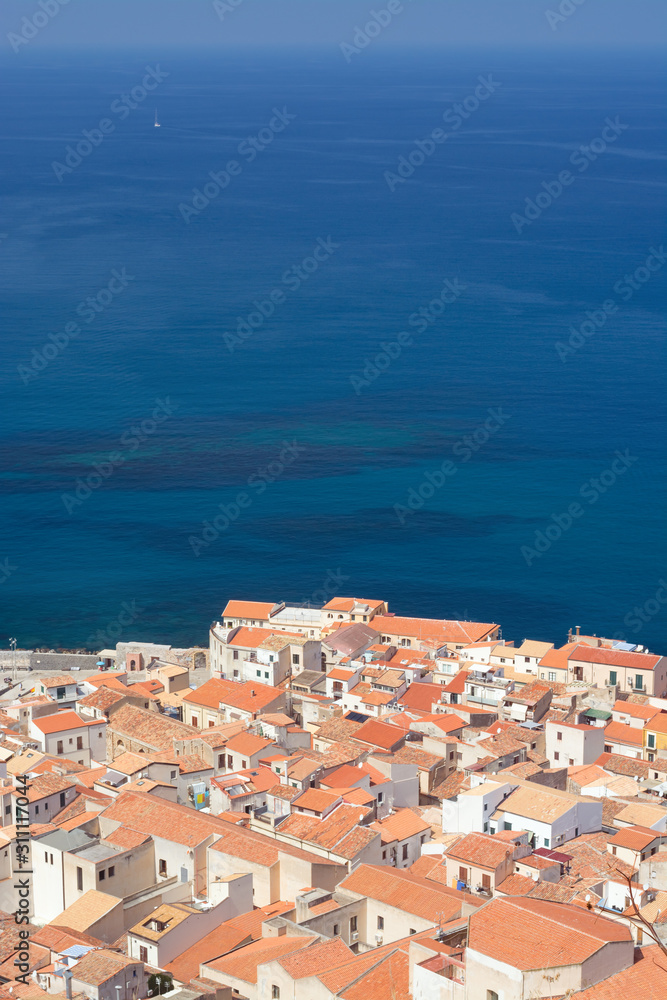Sea view, tile roofs of Chefalu