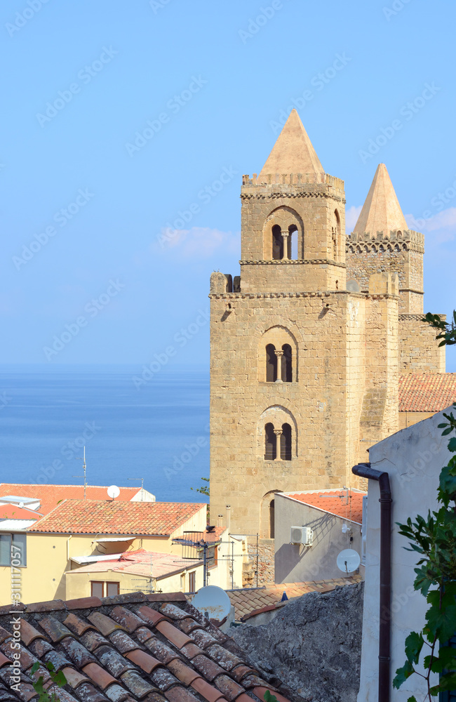 View of the Cathedral towers  of Chefalu
