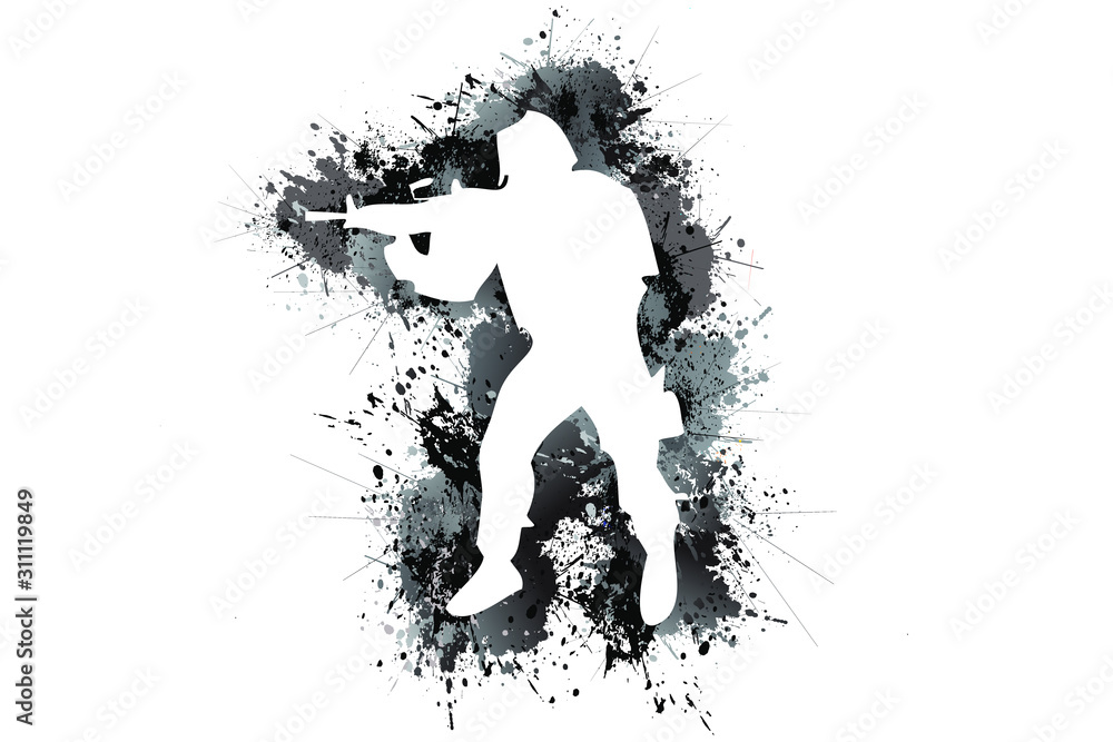 Soldier Logo Design. Shooting competition. Sports Background. Icon, Exercise, Equipment, Symbol, Silhouette. Vector Illustration.