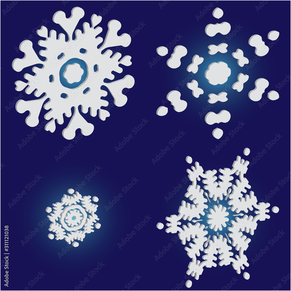 Set of christmas paper snowflakes on blue background. Set of christmas paper snowflakes on blue background.