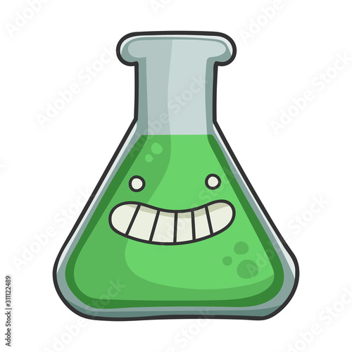 Happy smiling science test tube cartoon