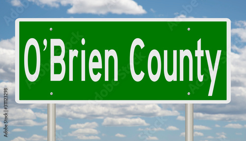 Rendering of a gren 3d highway sign for O'Brien County photo